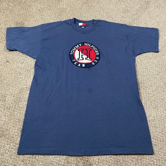 Vintage Tommy Hilfiger T Shirt Mens XXL Embroidered 90s Preppy Team USA - Picture 1 of 7
